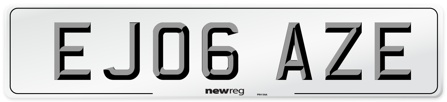 EJ06 AZE Number Plate from New Reg